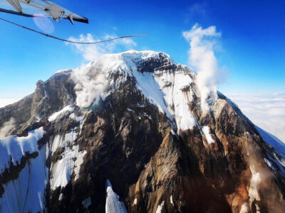 Flying Next To Mountain